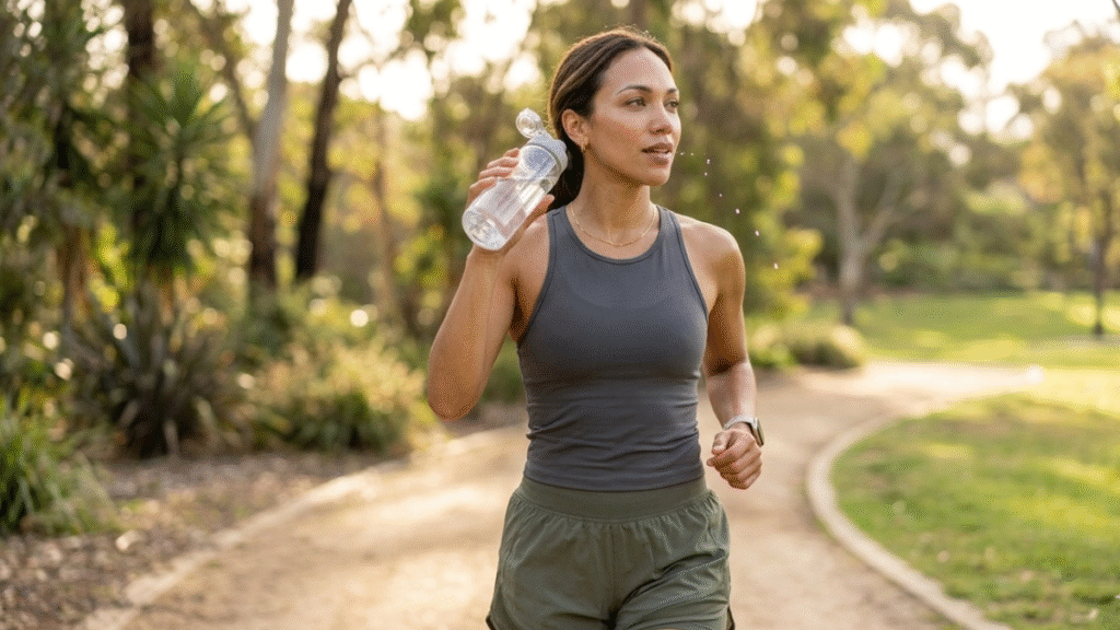 Calm and productive morning routine with sunlight, healthy breakfast and journaling for energy and longevity